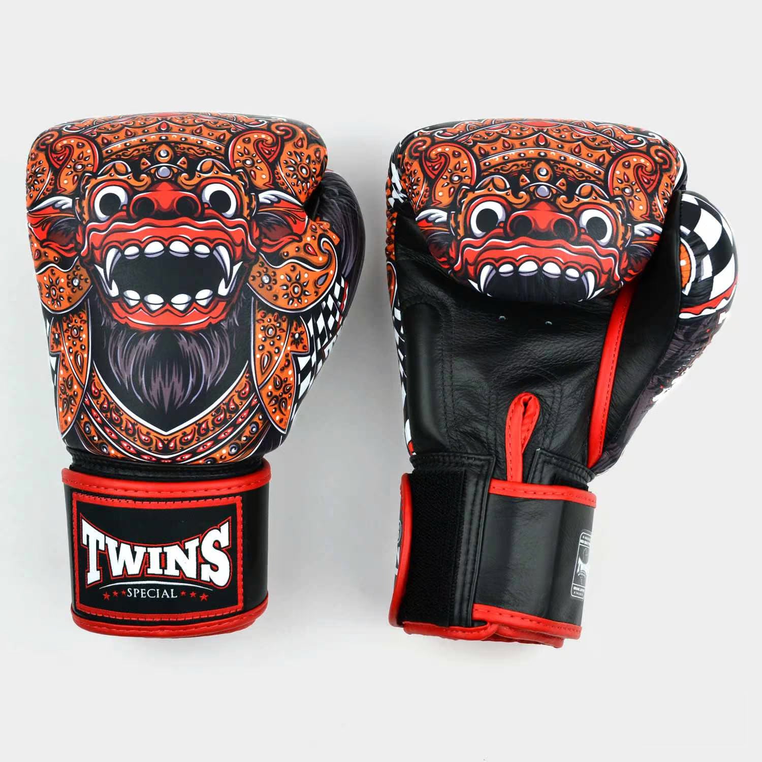 Twins Barong boxing gloves black red front view