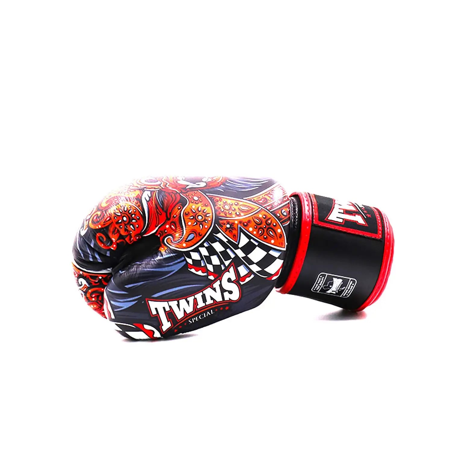 Twins Barong black red gloves used during boxing training session