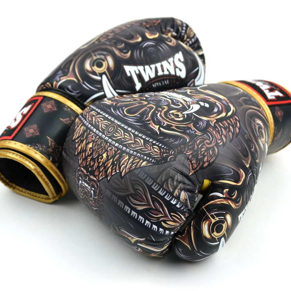 Side profile of Twins BGVL4 Yakthai boxing gloves with streamlined shape