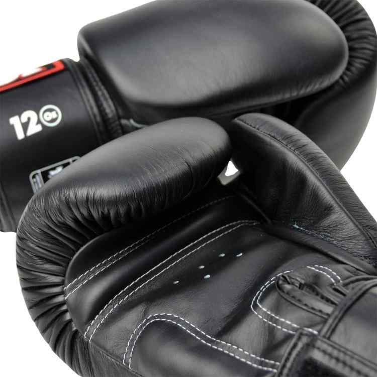 Twins Boxing Gloves Black used for boxing Muay Thai kickboxing bag work pad work and sparring training