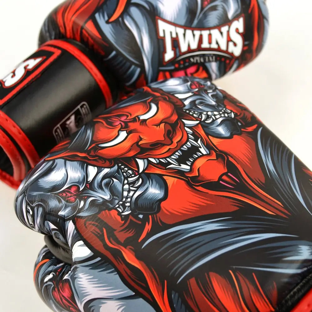 close-up of Velcro wrist strap on Twins Kabuki boxing gloves