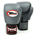 Twins Special BGVL3 Boxing Gloves Grey front view showing cowhide leather Muay Thai training gloves