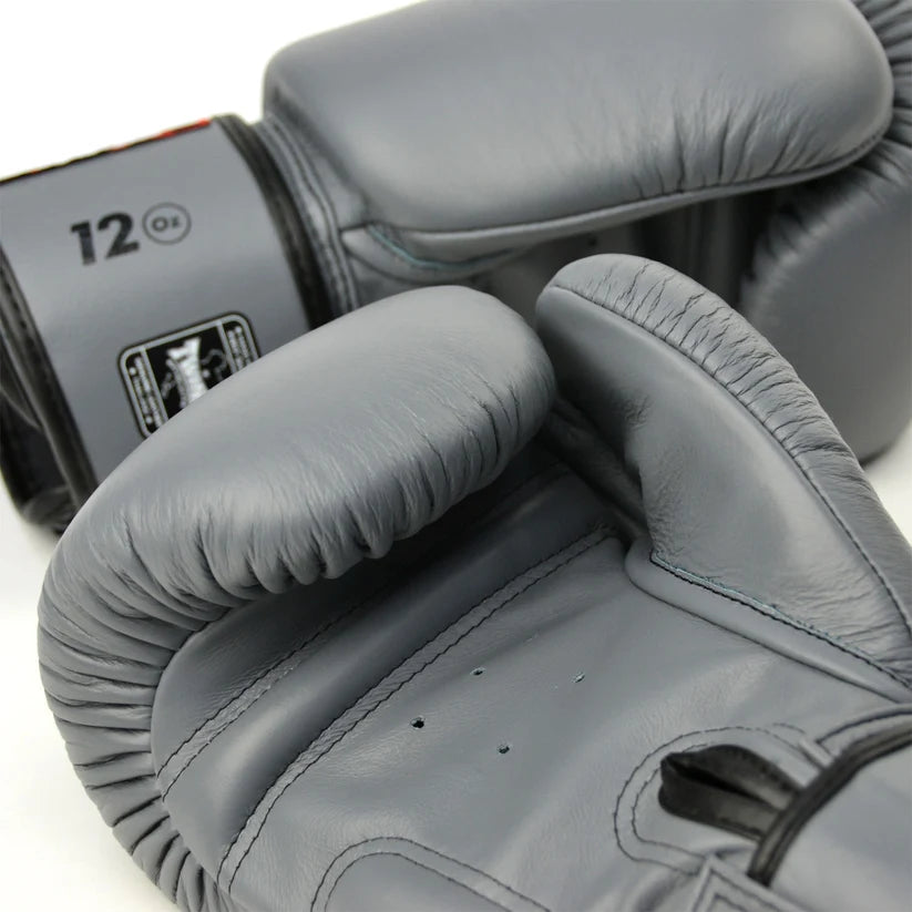 Palm view of Twins Special BGVL3 Boxing Gloves Grey for boxing Muay Thai and kickboxing training