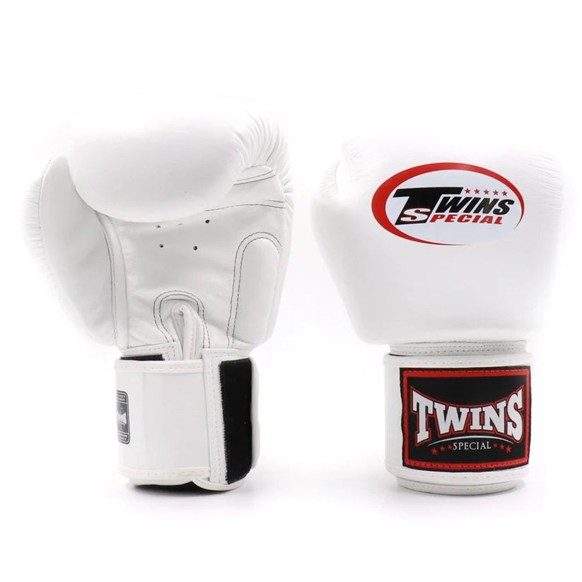 Hook and loop wrist strap close-up on Twins Special BGVL3 Boxing Gloves White