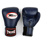 Twins Special BGVL4 Navy Boxing Gloves handmade from premium Thai leather with Velcro wrist strap.