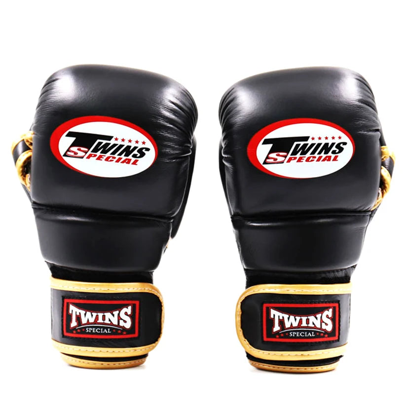Side view of Twins Special GGL14 MMA Sparring Gloves showing the Black Gold finish