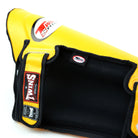 Twins yellow shin guards used during Muay Thai sparring Training