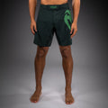 Venum Light 5.0 Fightshort Forest Green Light Green front view showing lightweight MMA fight shorts