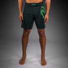 Venum Light 5.0 Fightshort Forest Green Light Green front view showing lightweight MMA fight shorts
