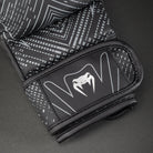 Venum logo detail close-up on Midnight Fury Sparring Gloves Black Grey Silver