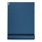Warrior II Yoga Mat in dark blue with 4mm cushioning and non-slip surface, made from eco-friendly phthalate-free PVC.
