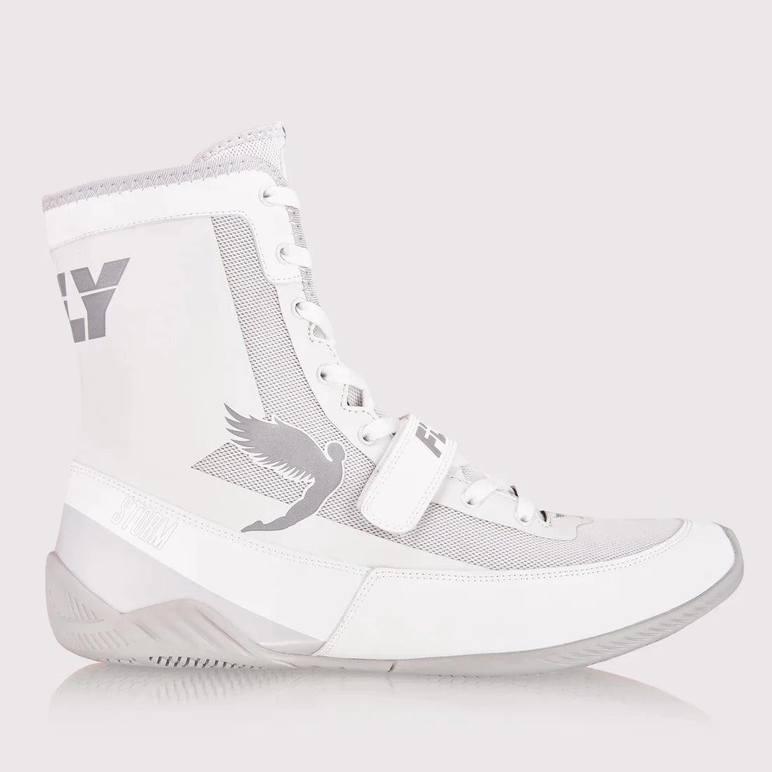 Fly Storm Boxing Boots White - RINGMASTER SPORTS - Made For Champions