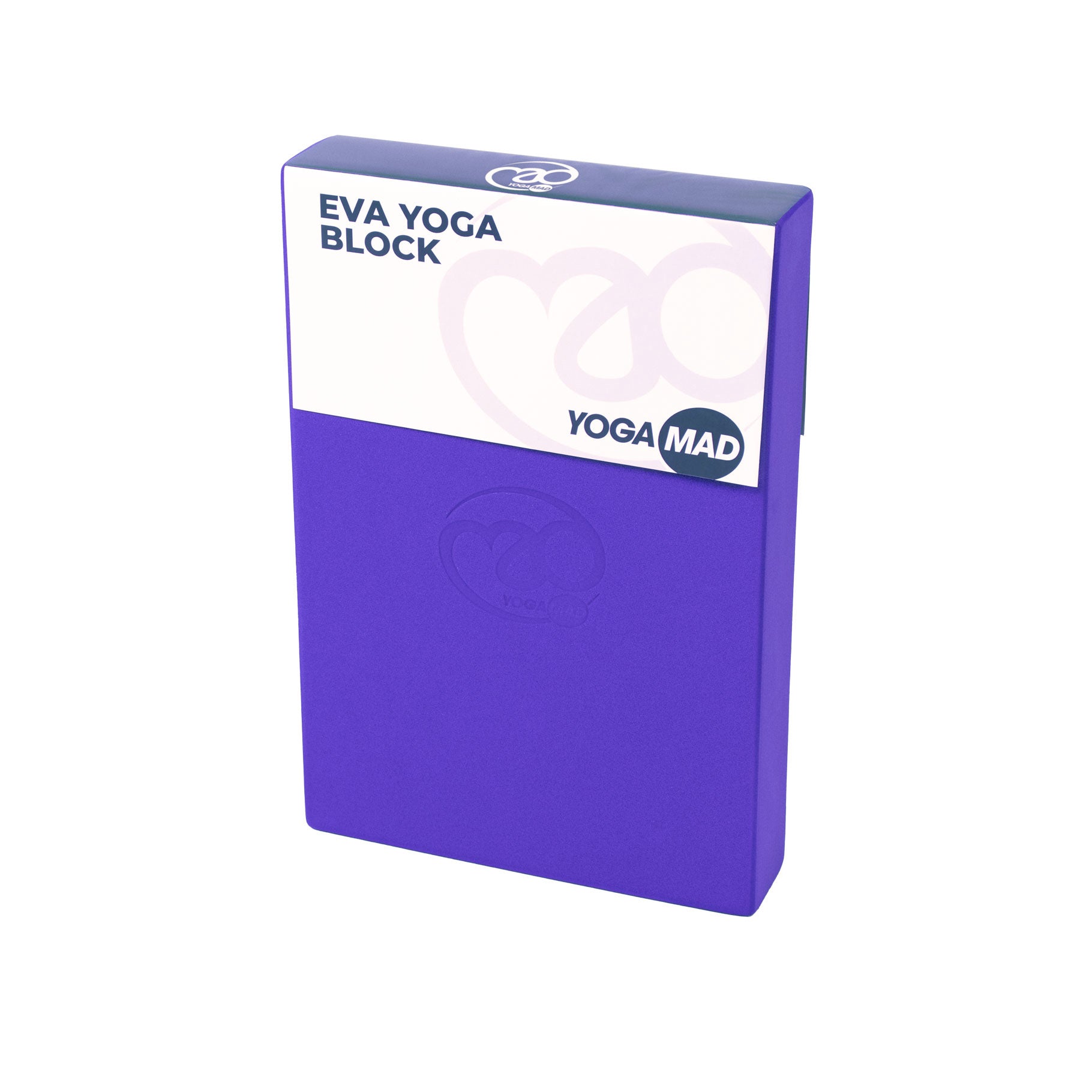Yogi using Yoga-Mad Full Yoga Block purple to enhance balance and alignment during a stretch pose.