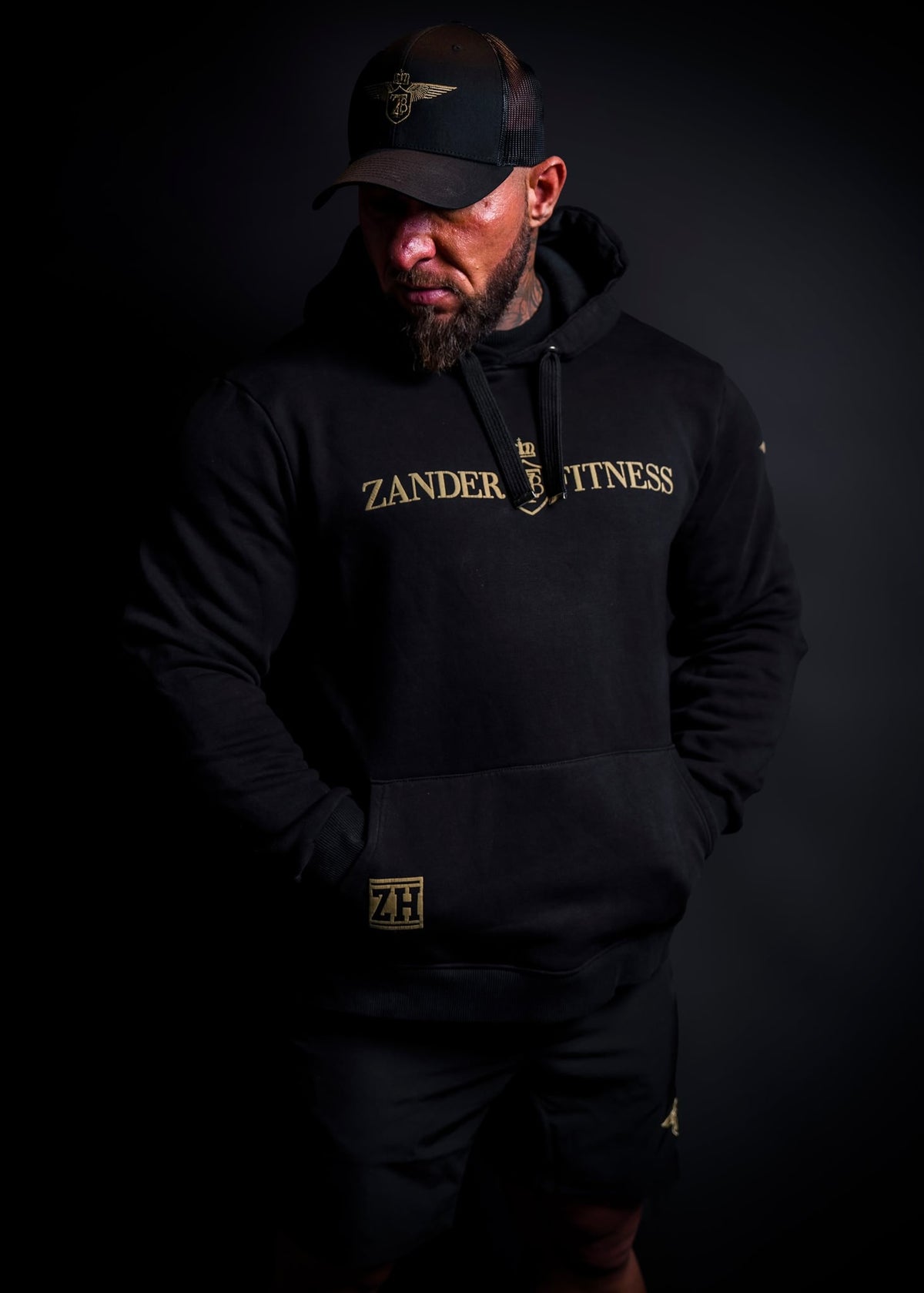 Model wearing the Zander Premium Cotton Training Hoodie during boxing gym training