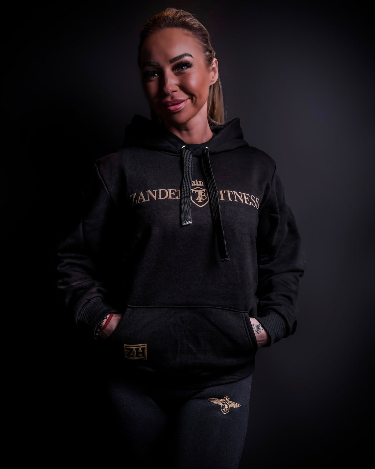 Model wearing the Zander Premium Cotton Training Hoodie for fitness and gym training