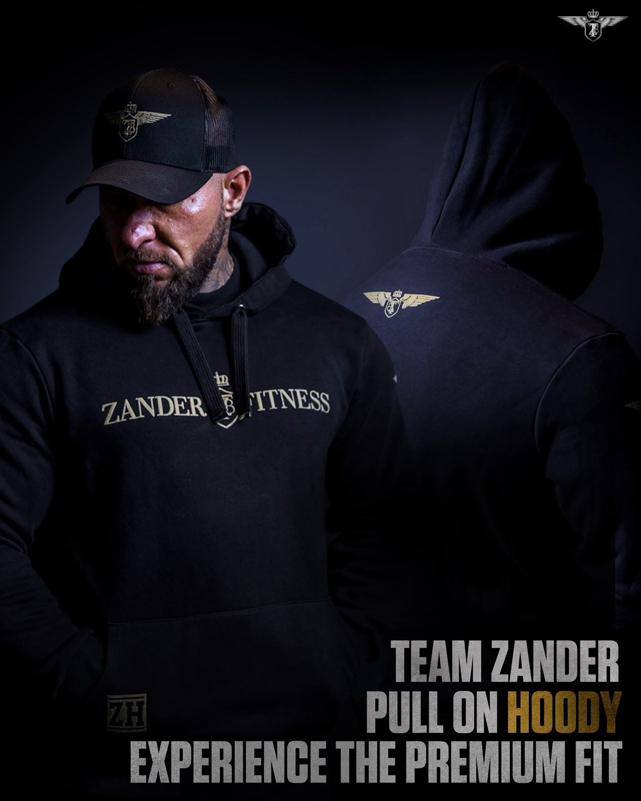 Model wearing the Zander Premium Cotton Training Hoodie as boxing and combat sports lifestyle wear