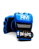 RingMaster Sports MMA Gloves Genuine Leather Blue and Black Image 4