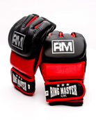 RingMaster Sports MMA Gloves Genuine Leather Black and Red Image 2