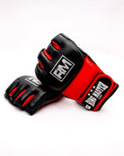RingMaster Sports MMA Gloves Genuine Leather Black and Red Image 4