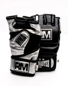 RingMaster sports MMA Gloves Synthetic Leather Black and Silver Image 2