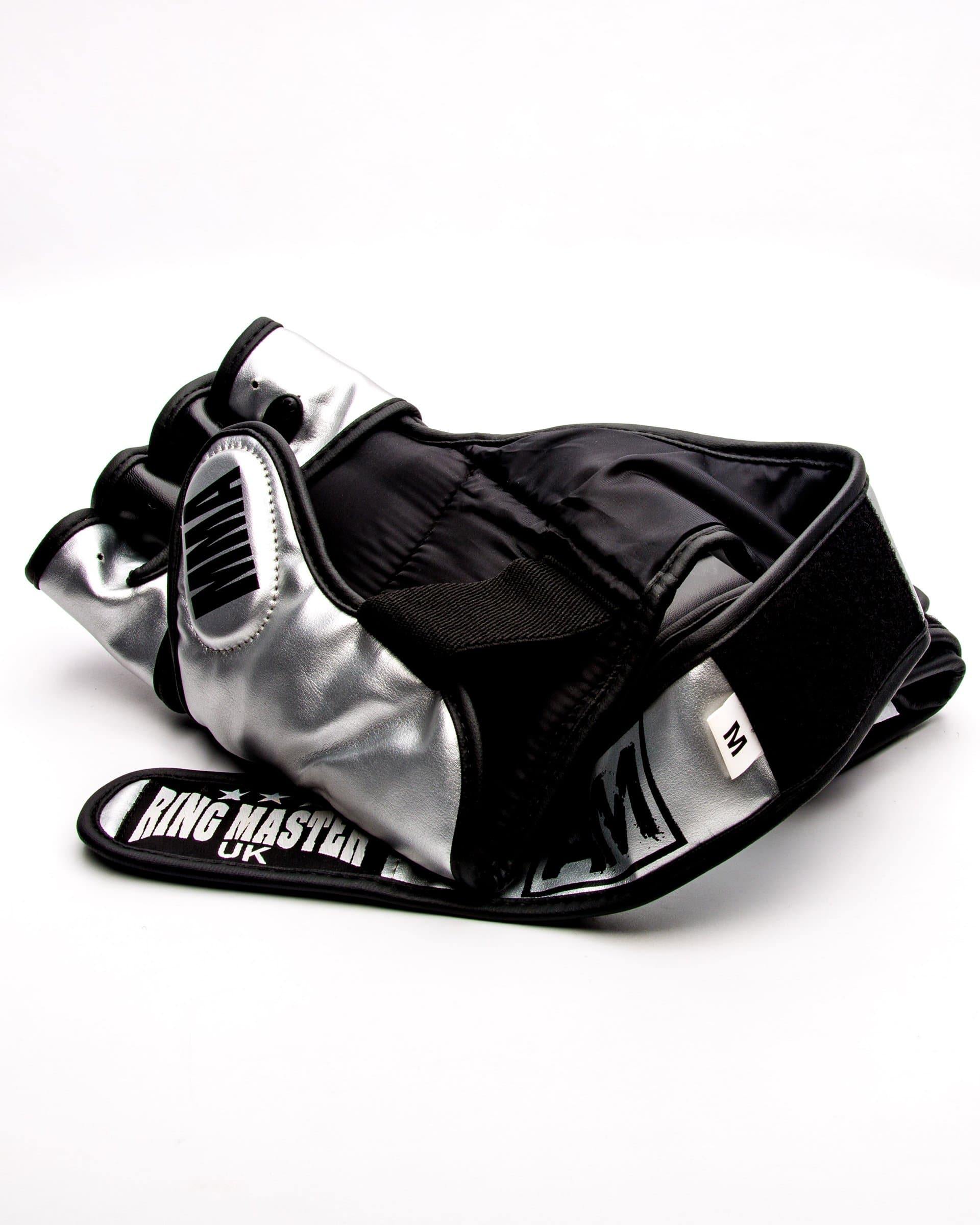RingMaster Sports MMA Gloves Synthetic Leather Black and Silver Image 5