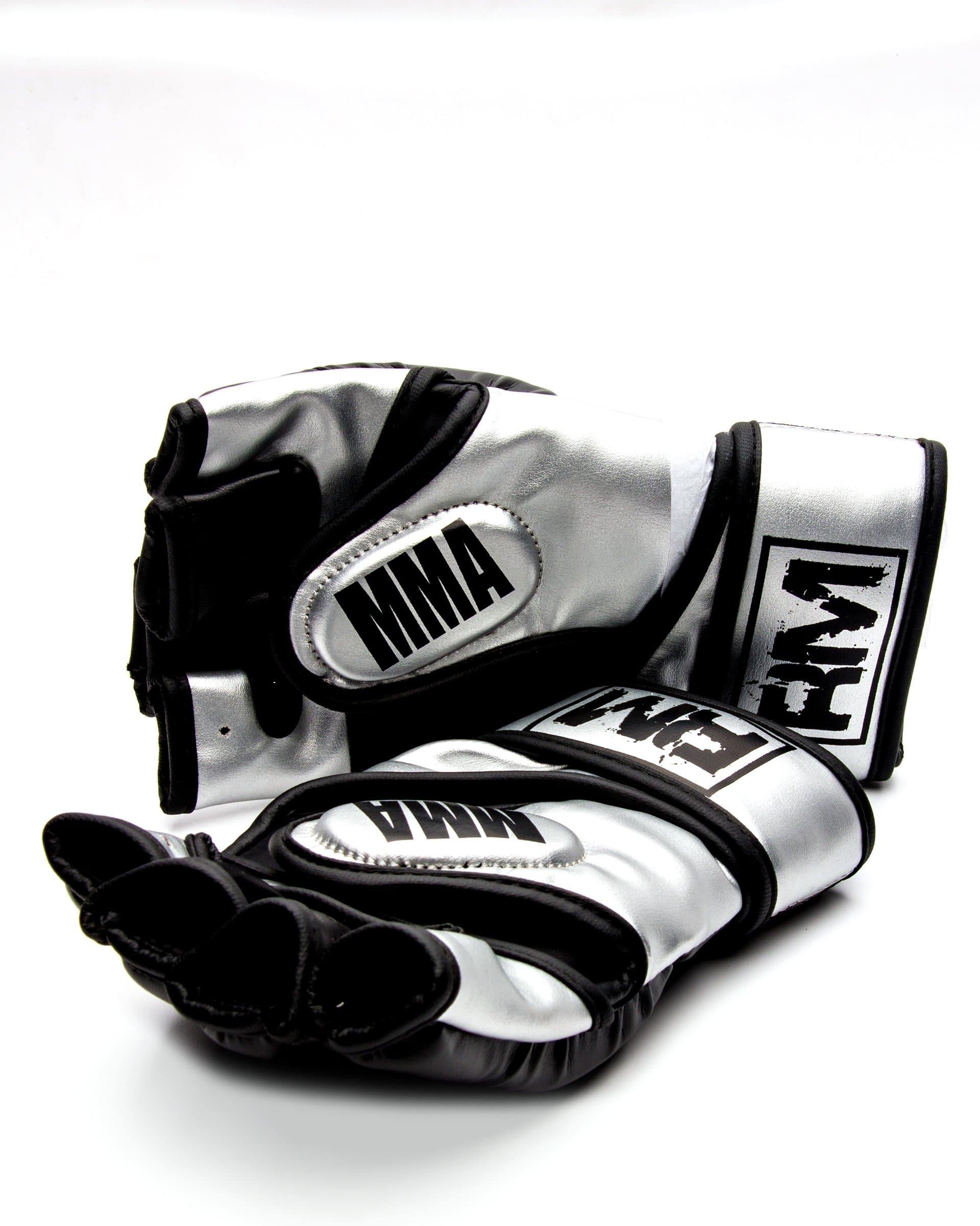 RingMaster Sports MMA Gloves Synthetic Leather Black and Silver Image 4
