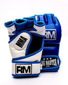 RingMaster Sports MMA Gloves Synthetic Leather Blue and White Image 1