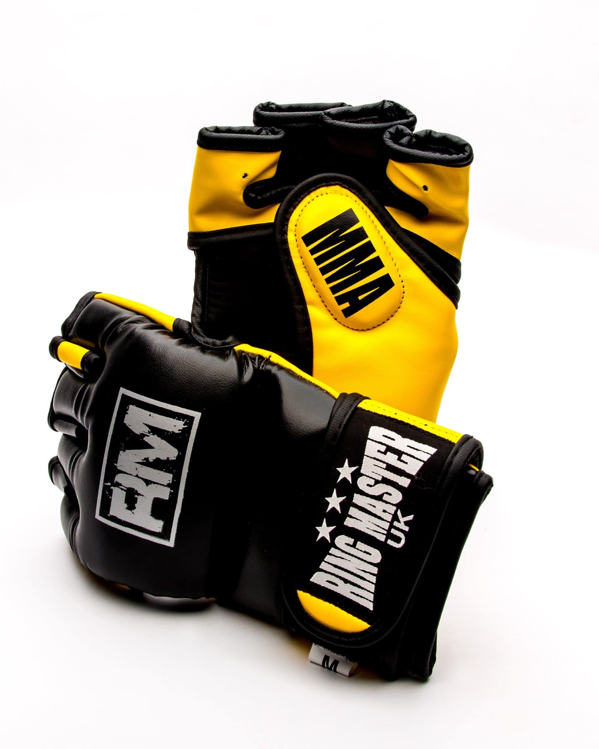 RingMaster Sports MMA Gloves Synthetic Leather Black and Yellow Image 1
