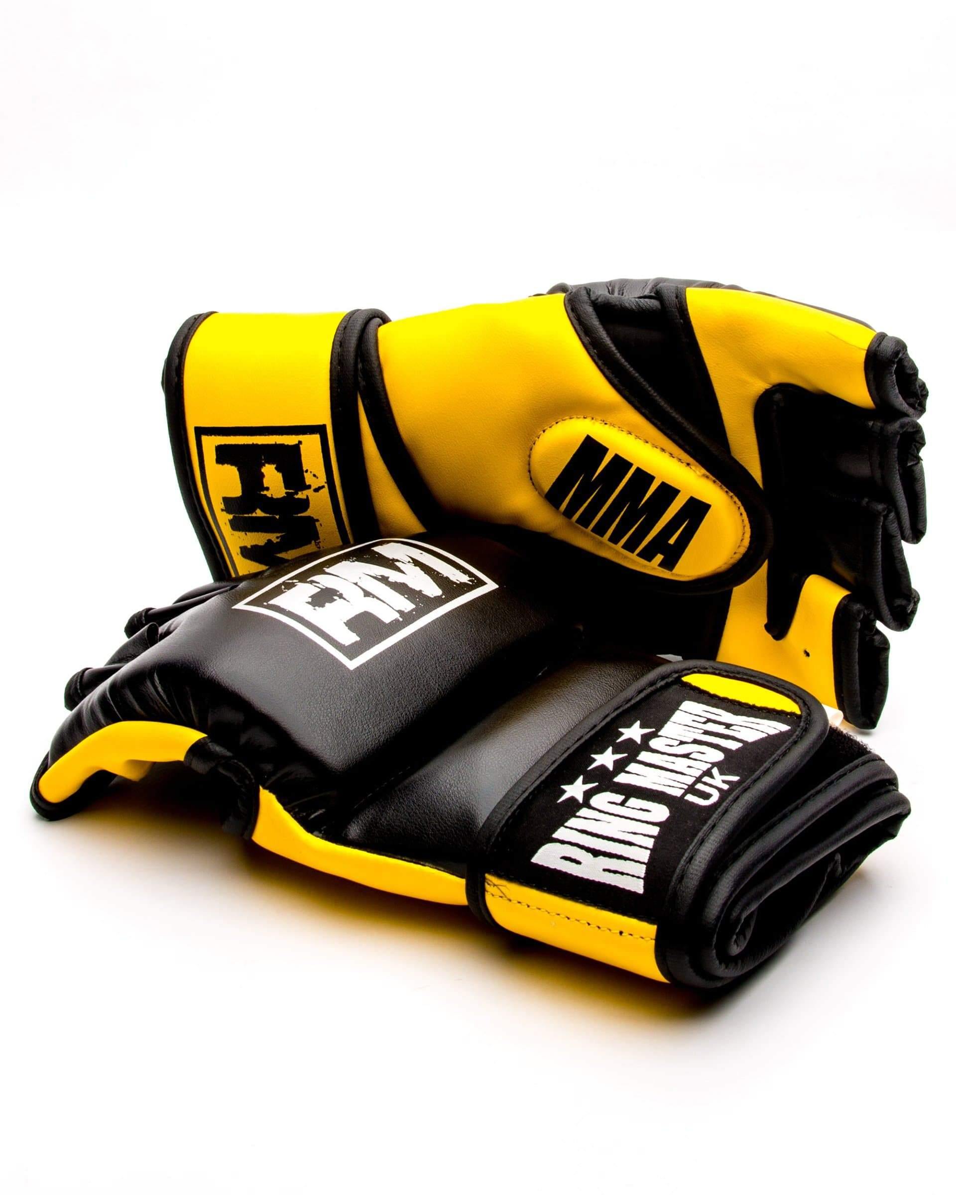 RingMaster Sports MMA Gloves Synthetic Leather Black and Yellow Image 4