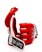RingMaster Sports MMA Gloves Genuine Leather Red and White Image 3