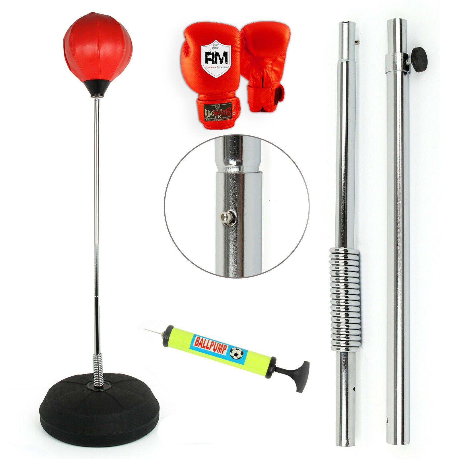 STANDING ADJUSTABLE PUNCH BAG BALL SET INCLUDES RINGMASTER SPORTS GLOVES MITTS BOXING UK NEW - RingMaster Sports