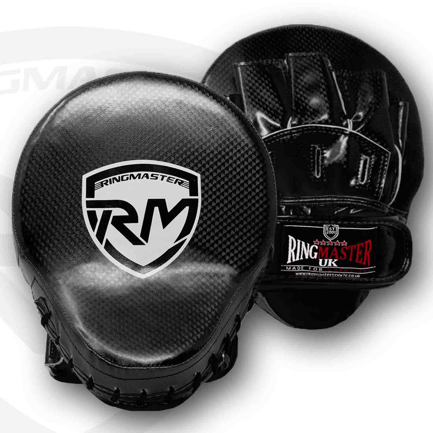 Hook and Jab Pads, boxing pads, punching pad, focus pads, kickboxing pads, focus pads boxing, boxing pad price, focus mitts, sparring pads, boxing gloves and pads, Ringmaster Sports Boxing Equipment, Ringmaster Sports Boxing pads, Ultralight Focus Pads Carbon Leather One Size Black