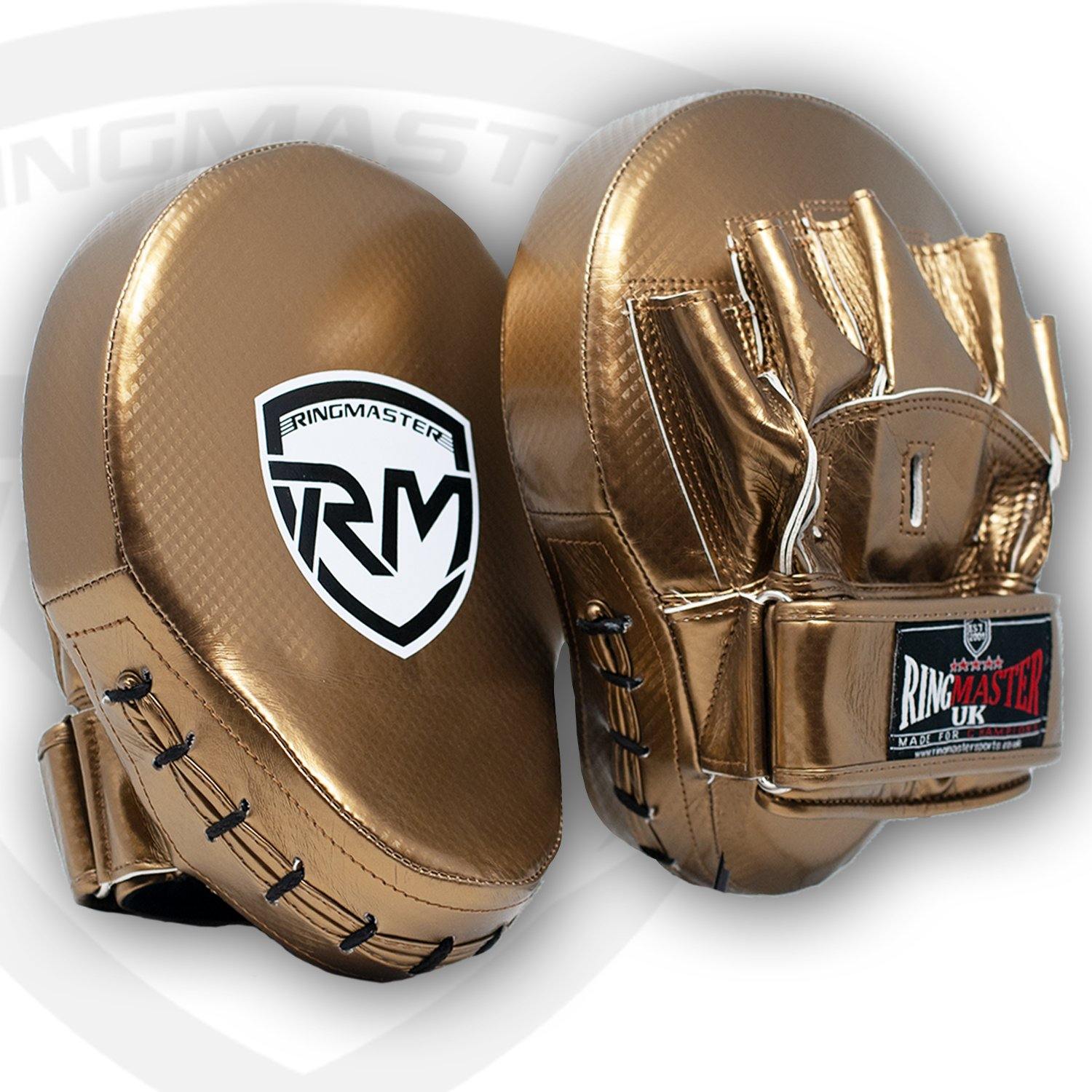 RingMaster Sports Ultralight Focus Pads Carbon Leather One Size Gold - RingMaster Sports