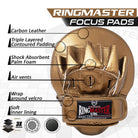 RingMaster Sports Ultralight Focus Pads Carbon Leather One Size Gold - RingMaster Sports