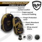 Hook and Jab Pads, boxing pads, punching pad, focus pads, kickboxing pads, focus pads boxing, boxing pad price, focus mitts, sparring pads, boxing gloves and pads, Ringmaster Sports Boxing Equipment, Ringmaster Sports Boxing pads, Cobra X2 Series Compact Focus Pads Black/Gold