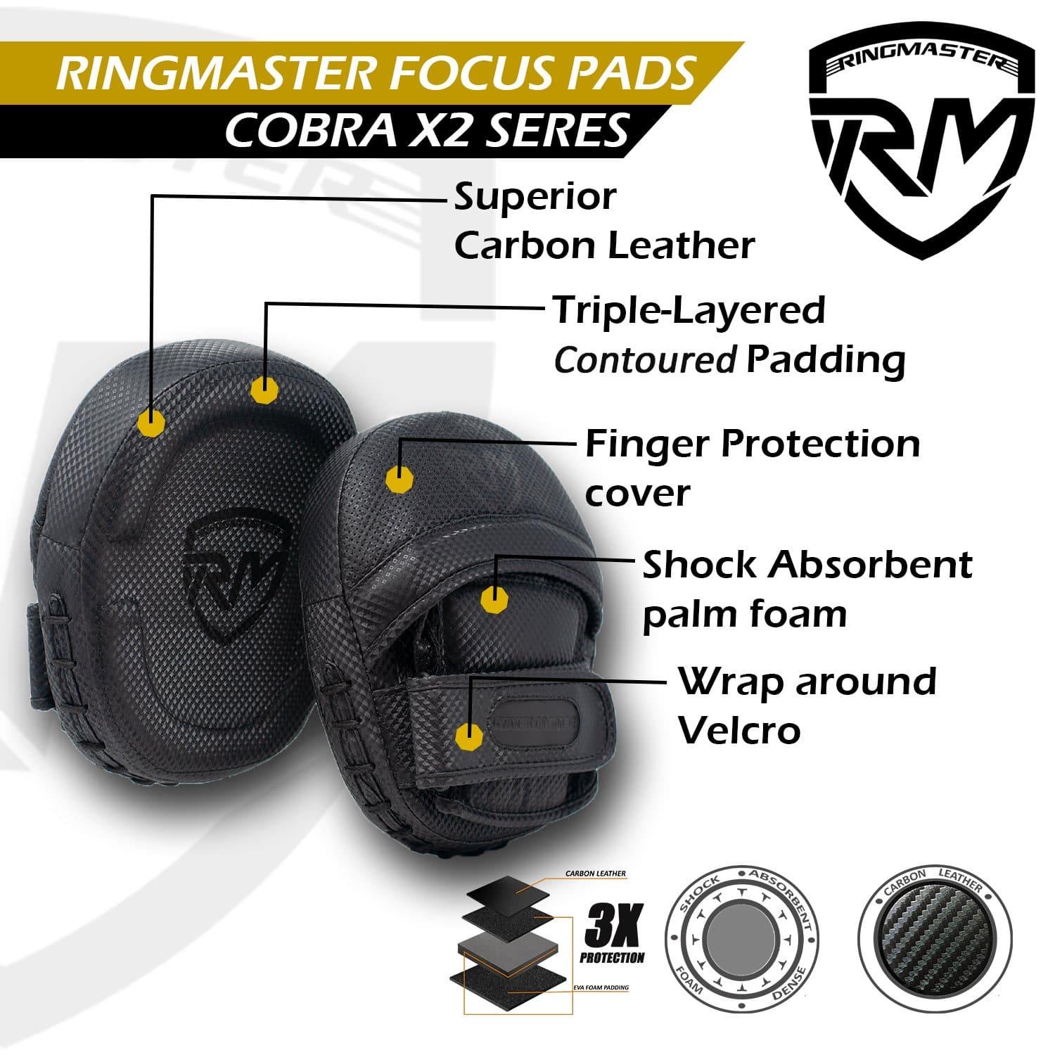 RingMaster Sports Cobra X2 Series Compact Focus Pads Black - RingMaster Sports