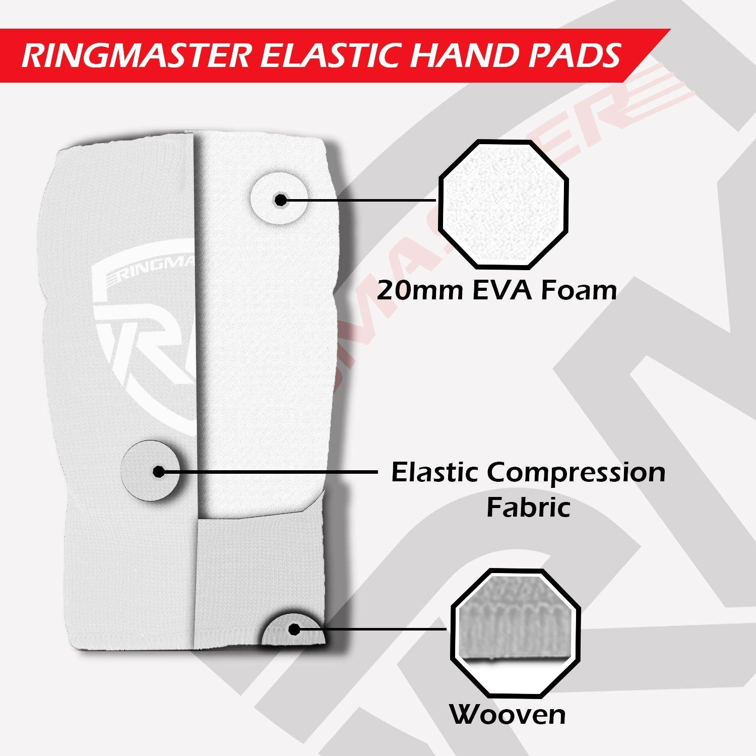 RingMaster Sports Slip on Elastic Hand Pads Mitts White - RINGMASTER SPORTS - Made For Champions