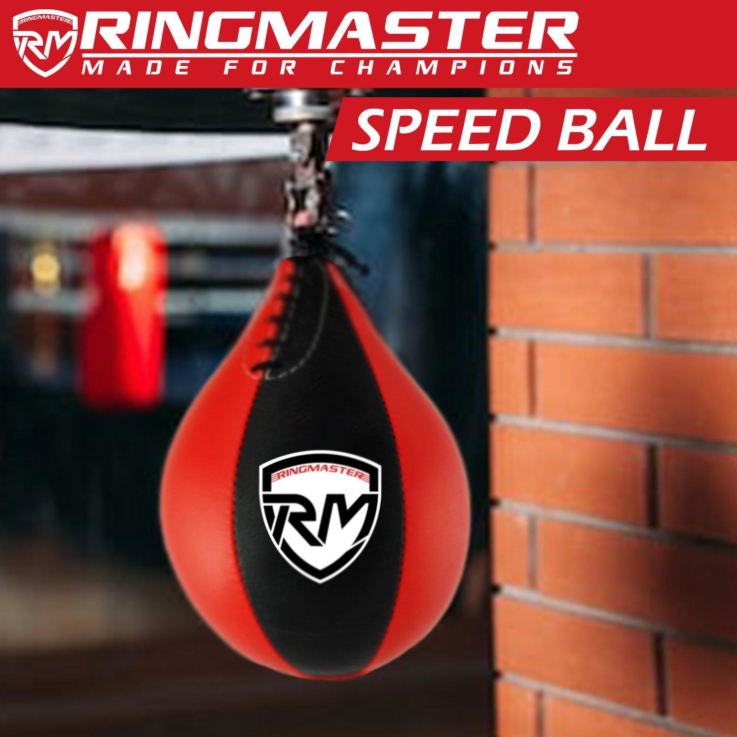 RingMaster Sports Speed Ball Genuine Leather Red/Black - RingMaster Sports