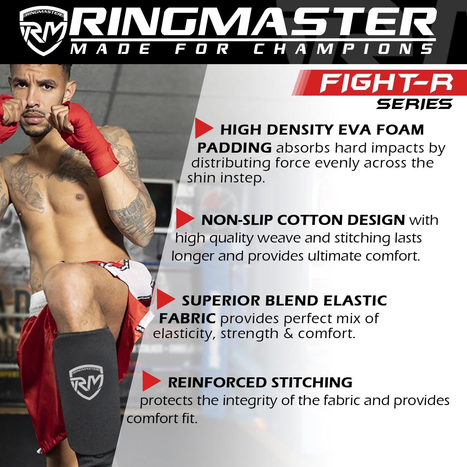 RingMaster Sports Kids Elastic Shin Pads Black - RINGMASTER SPORTS - Made For Champions