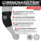 RingMaster Sports Kids Elbow Pads Champion Series Black - RINGMASTER SPORTS - Made For Champions