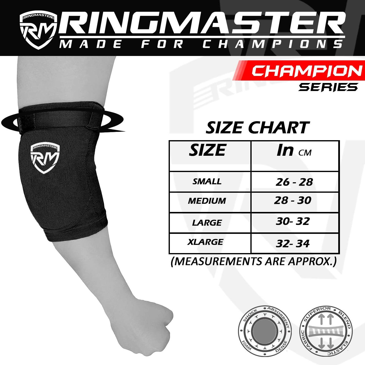 RingMaster Sports Elbow Pads Champion Series Black - RINGMASTER SPORTS - Made For Champions