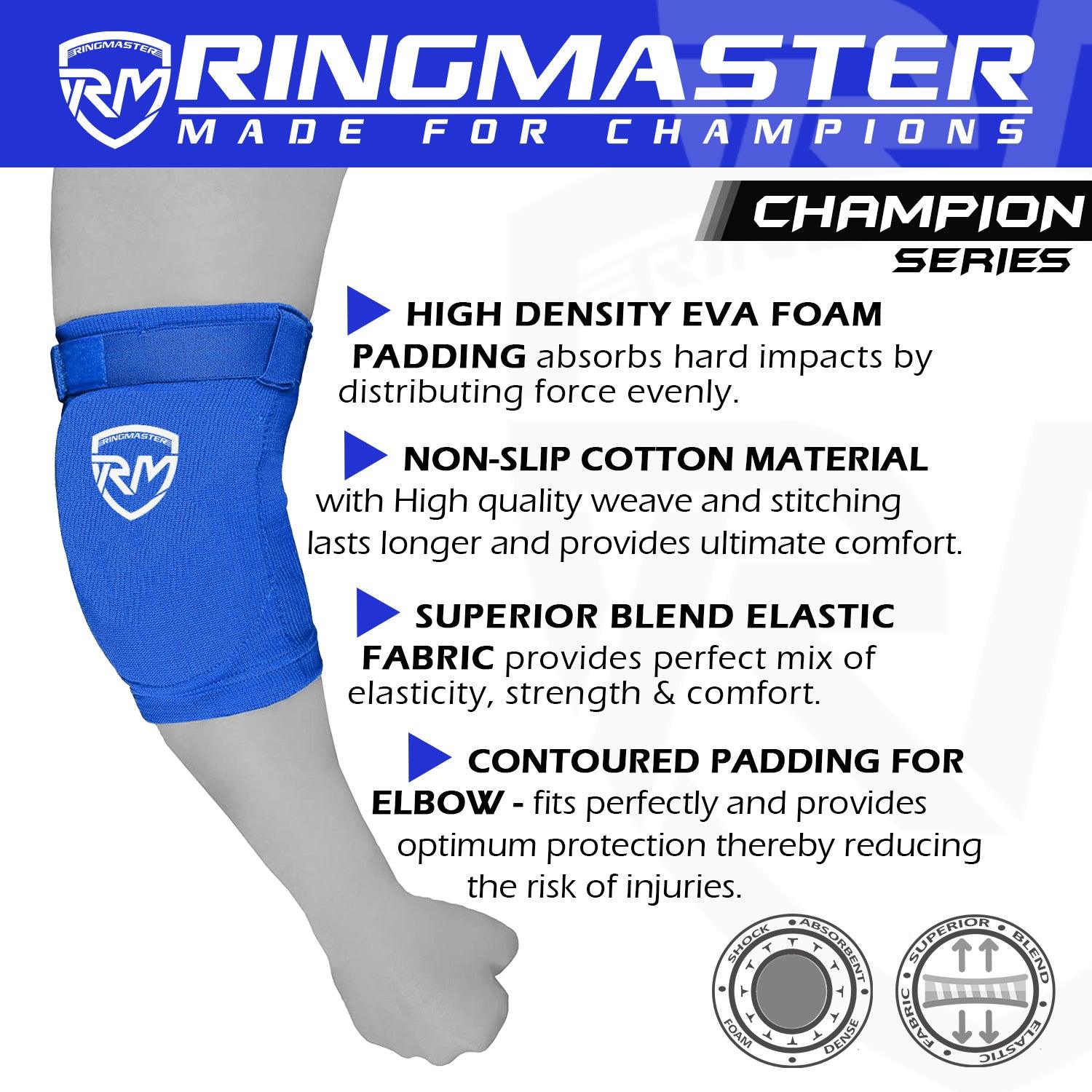 RingMaster Sports Kids Elbow Pads Champion Series Blue - RINGMASTER SPORTS - Made For Champions
