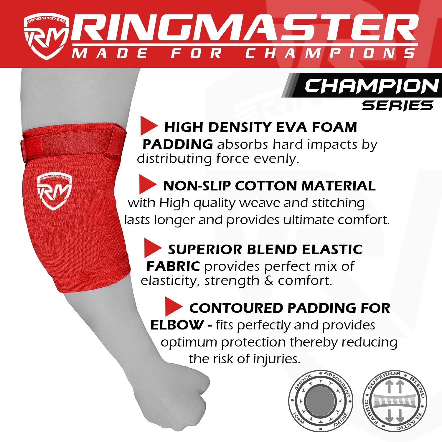 RingMaster Sports Kids Elbow Pads Champion Series Red - RINGMASTER SPORTS - Made For Champions