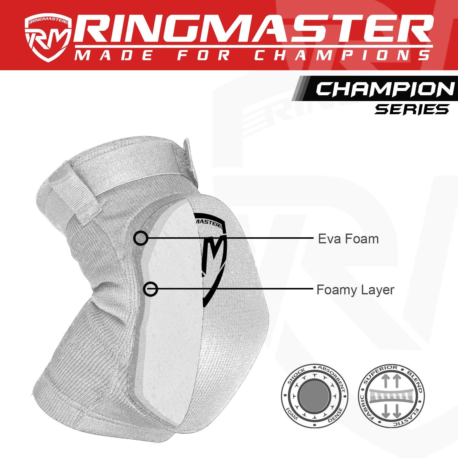 RingMaster Sports Elbow Pads Champion Series White - RINGMASTER SPORTS - Made For Champions