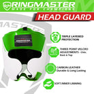 Ringmaster Head guard Boxing, Best boxing head guard, boxing head guard uk, MMA head guard, boxing headgear, MArtial Arts head guard, boxing head guard full face, Boxing head guard for sale, face guard boxing, Green and White Head guard, RingMaster Sports Boxing Head Guard SHK2.0 Series Green and White image 2