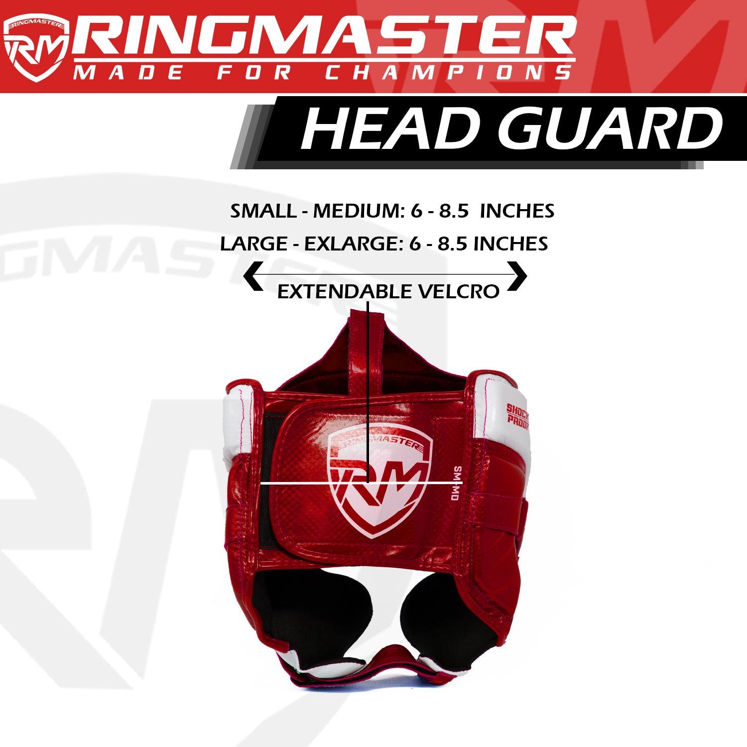 RingMaster Sports Boxing Head Guard red & white training sparring mma kickboxing martial arts muay thai