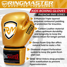 RingMaster Sports - Phenom Kids Boxing Gloves CarbonTech Gold - RINGMASTER SPORTS - Made For Champions