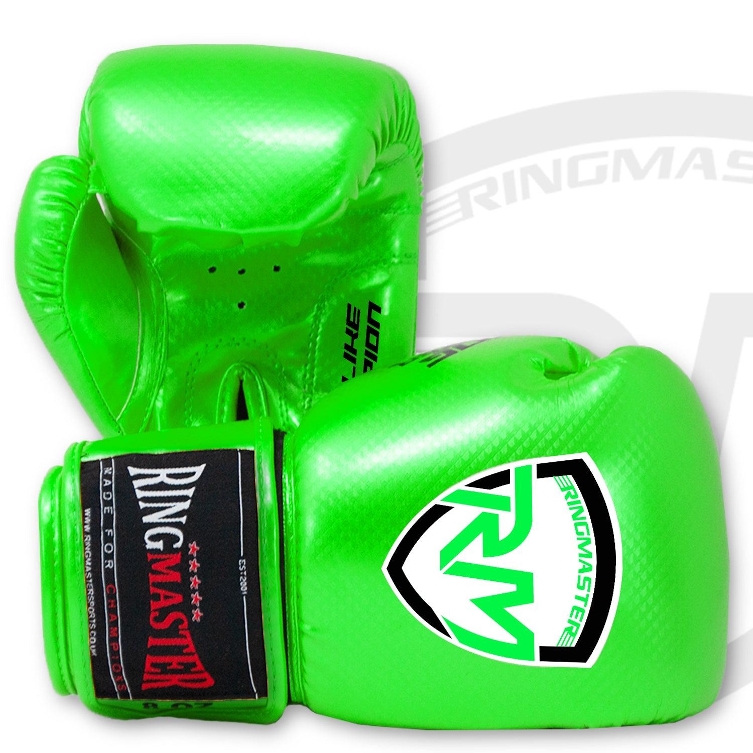 RingMaster Sports - Phenom Kids Boxing Gloves CarbonTech Green - RINGMASTER SPORTS - Made For Champions