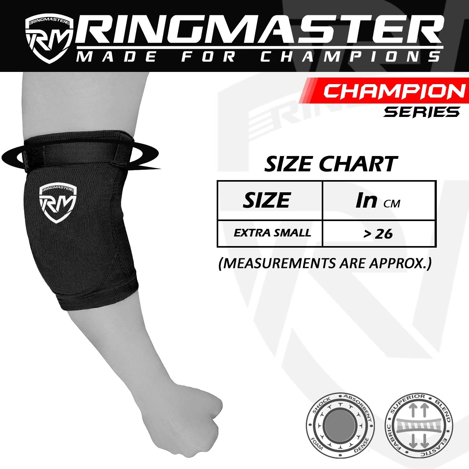 RingMaster Sports Kids Elbow Pads Champion Series Black - RINGMASTER SPORTS - Made For Champions