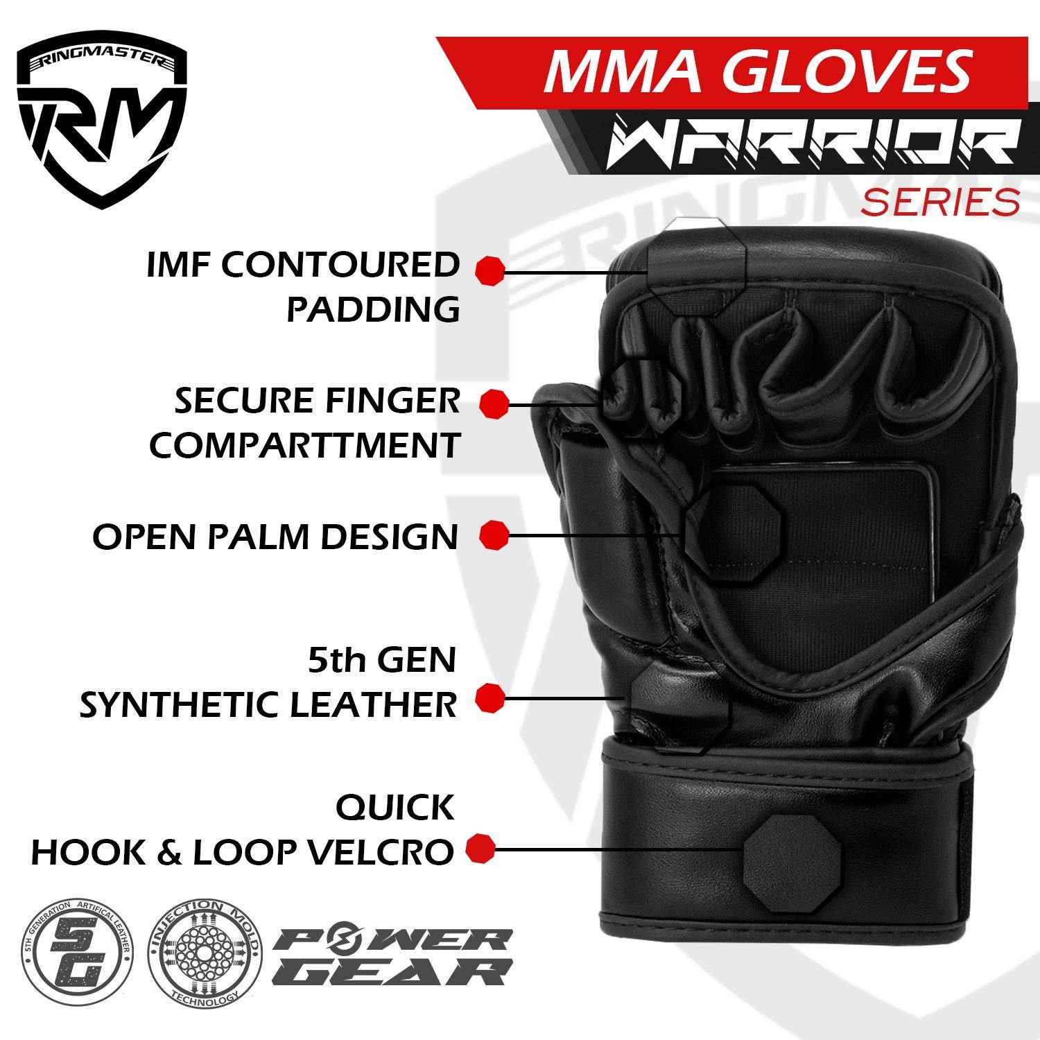 RingMaster Sports Warrior Series MMA Gloves 8oz Black - RingMaster Sports